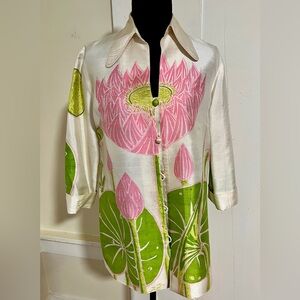 Vintage 100% Thai Silk Lotus Blazer